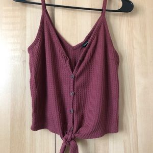Pink waffle knit tie top
